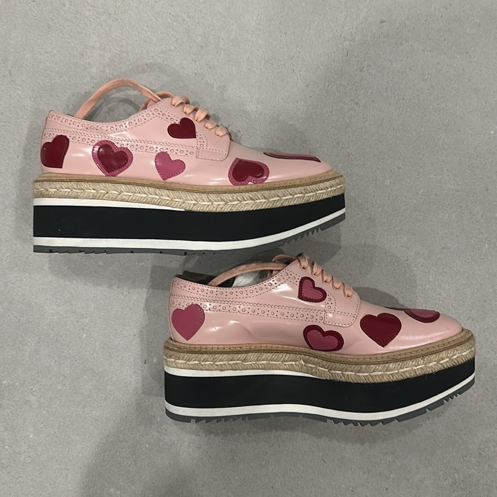 Prada Pink/Red Hearts Loafers